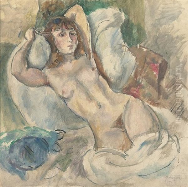 Nu Sur Un Divan Oil Painting by Jules Pascin