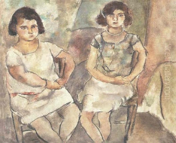 Nana Et Rosette Oil Painting by Jules Pascin