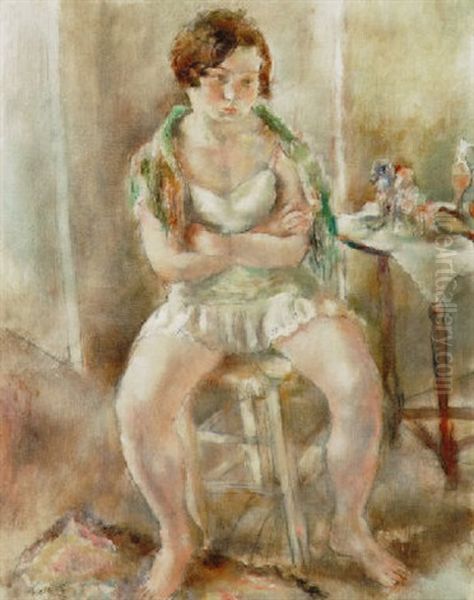 Nenette A La Villa Des Camelias Oil Painting by Jules Pascin