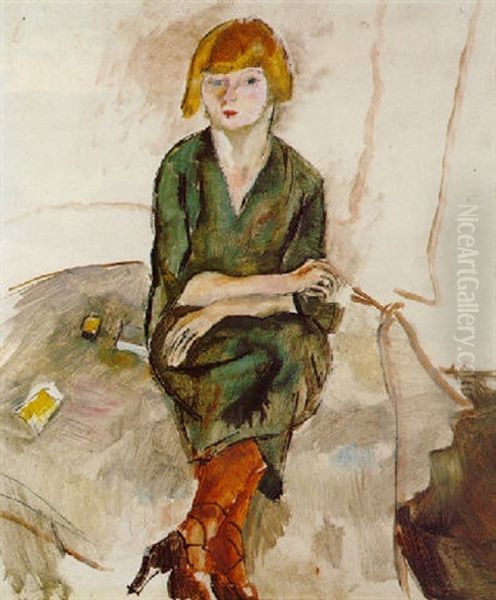 Jeune Anglaise Oil Painting by Jules Pascin