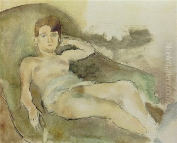 Femme Au Divan Oil Painting by Jules Pascin