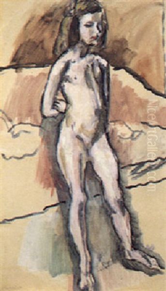 Fillette Nue Oil Painting by Jules Pascin