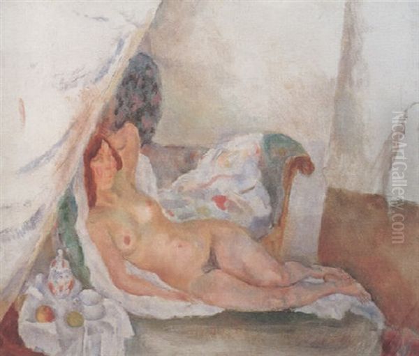 Femme Nue Couchee Sur Un Divan Oil Painting by Jules Pascin