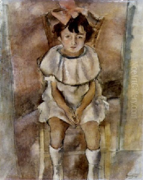 Fillette En Rose Oil Painting by Jules Pascin