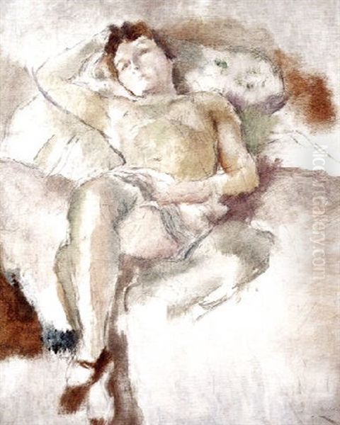 Bobette Allongee Oil Painting by Jules Pascin