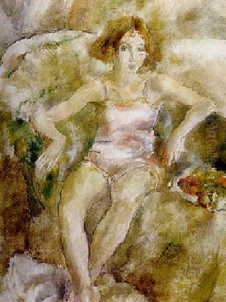 Jeune Fille Dans Un Fauteuil Oil Painting by Jules Pascin