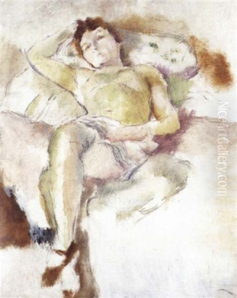 Bobette Allongee Oil Painting by Jules Pascin