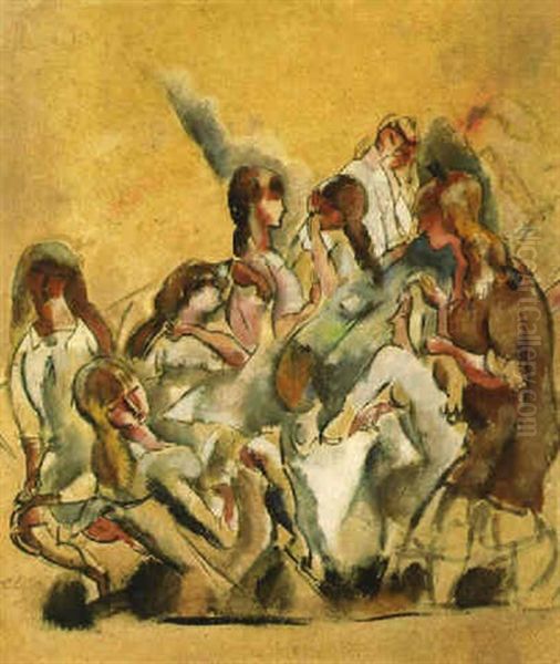 Reunion Feminine Oil Painting by Jules Pascin