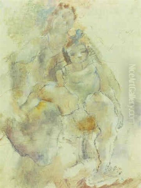 Mere Et Enfant Au Fauteuil Oil Painting by Jules Pascin