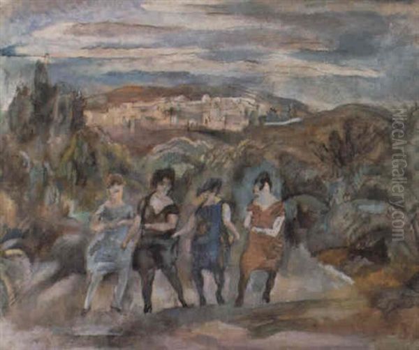 A La Marsa Oil Painting by Jules Pascin