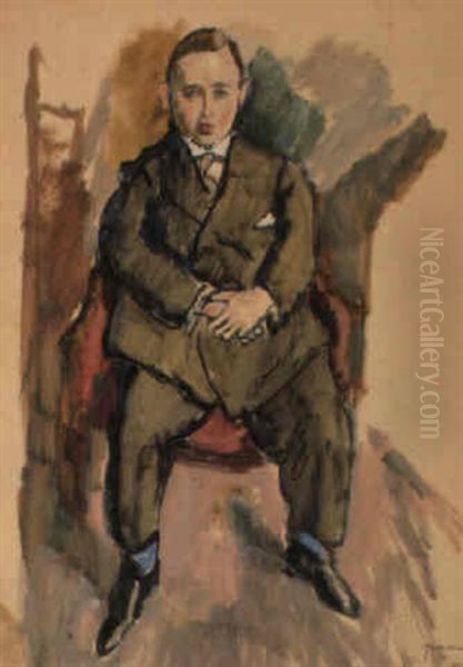 Homme Dans Un Fauteuil Oil Painting by Jules Pascin