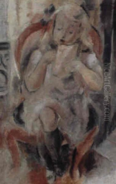 Young Girl Reading Oil Painting by Jules Pascin