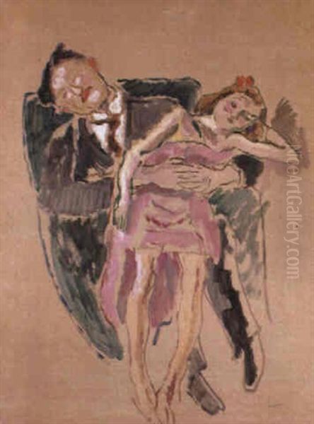 Couple Endormi Oil Painting by Jules Pascin