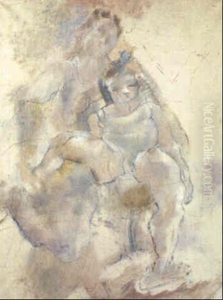 Mere Et Enfant Au Fauteuil Oil Painting by Jules Pascin