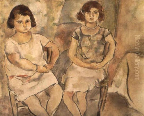 Nana Et Rosette Oil Painting by Jules Pascin