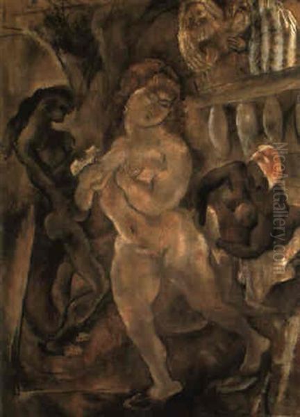 Susannah Et Les Vieillards Oil Painting by Jules Pascin