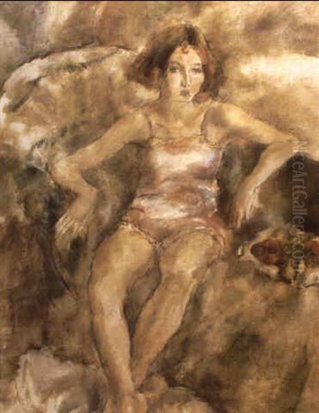 Jeune Fille Dans Un Fauteuil Oil Painting by Jules Pascin