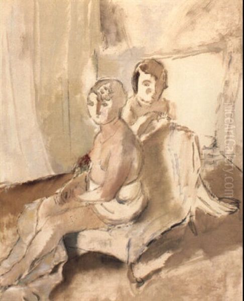 Margot Et Madelaine Oil Painting by Jules Pascin