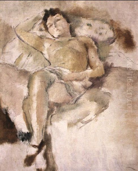 Bobette Allongee Oil Painting by Jules Pascin