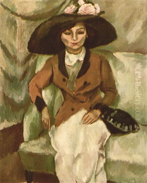 Le Chapeau A La Rose Oil Painting by Jules Pascin