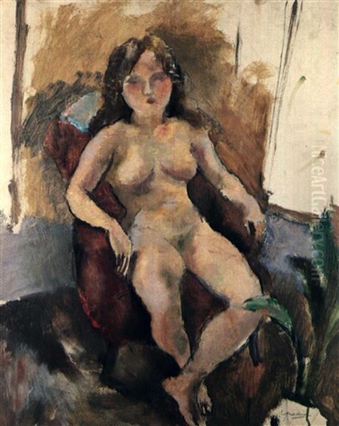 Femme Nue Dans Un Fauteuil Oil Painting by Jules Pascin