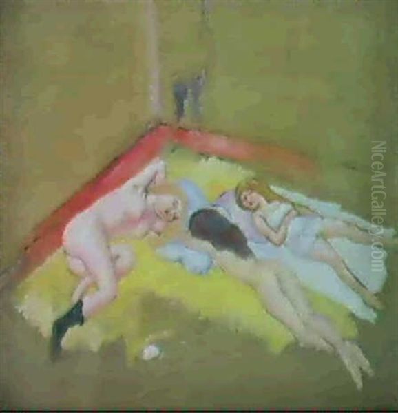 Les Trois Femmes Allongees Ou Trois Petites Fatiquees Oil Painting by Jules Pascin