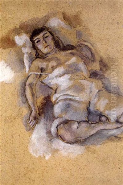 Femme Se Reposant Oil Painting by Jules Pascin