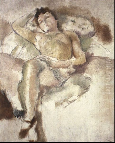 Bobette Allongee Oil Painting by Jules Pascin