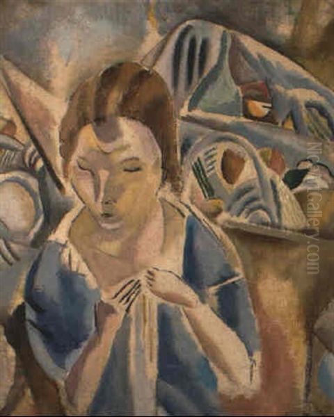 La Brodeuse Au Mexique Oil Painting by Jules Pascin