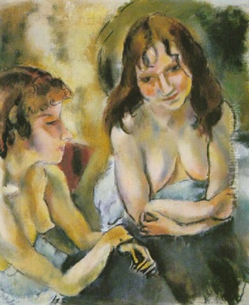 Deux Anglaises Oil Painting by Jules Pascin