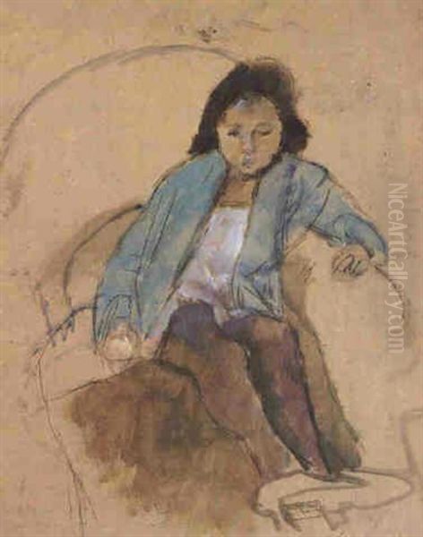 Simone, La Casaque Verte Oil Painting by Jules Pascin