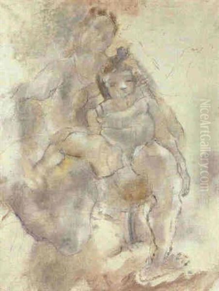 Mere Et Enfant Au Fauteuil Oil Painting by Jules Pascin