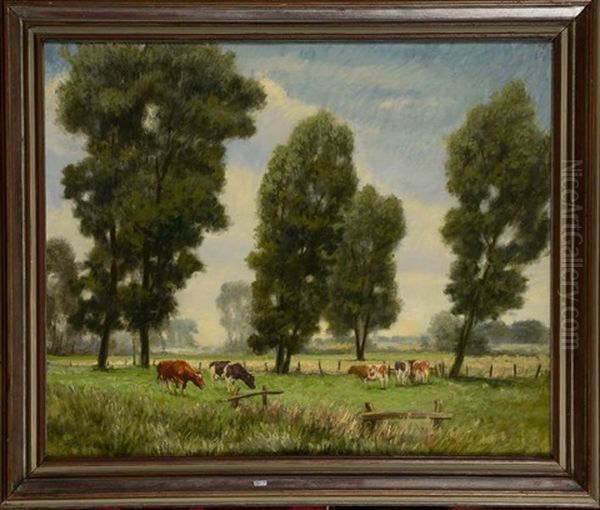 Vaches Au Pre Oil Painting by Iu Pascual Rodes