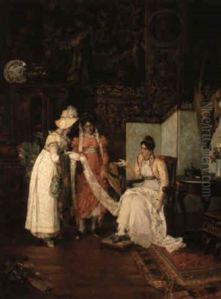 A Visit To The Lacemaker's Oil Painting by Antonio Pascutti