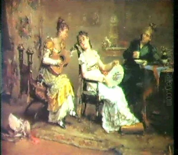 Le Salon De Musique Oil Painting by Antonio Pascutti