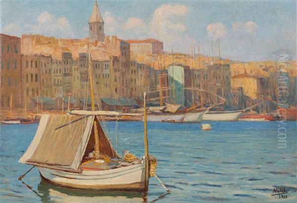 Halic'te Yelkenliler Oil Painting by Halil Pasha