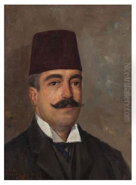 Nejat Bey Oil Painting by Halil Pasha