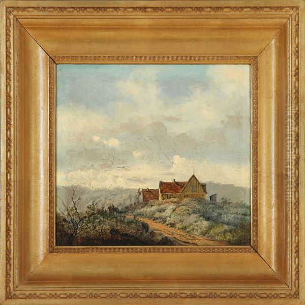 House In A Hilly Landscape Oil Painting by H. Bloch