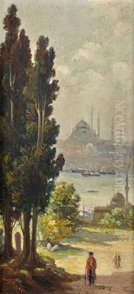 Vue De La Mosquee De Suleymaniye Oil Painting by Halil Pasha