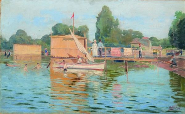 Bostanci Deniz Hamami Oil Painting by Halil Pasha