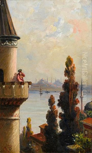 The Call Of The Muezzin, Constantinople Oil Painting by Halil Pasha