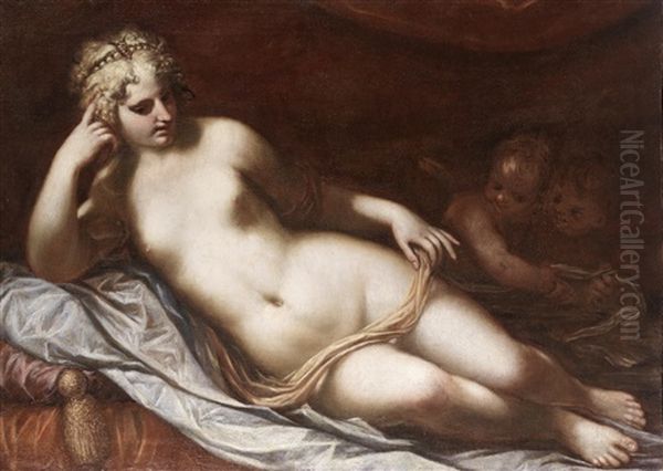 Venus With Putti Oil Painting by Lorenzo Pasinelli