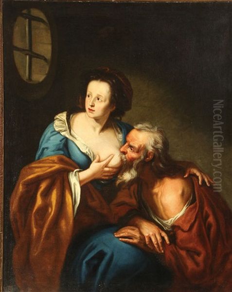 Caritas Romana (roman Charity) Cimon And Pero Oil Painting by Lorenzo Pasinelli