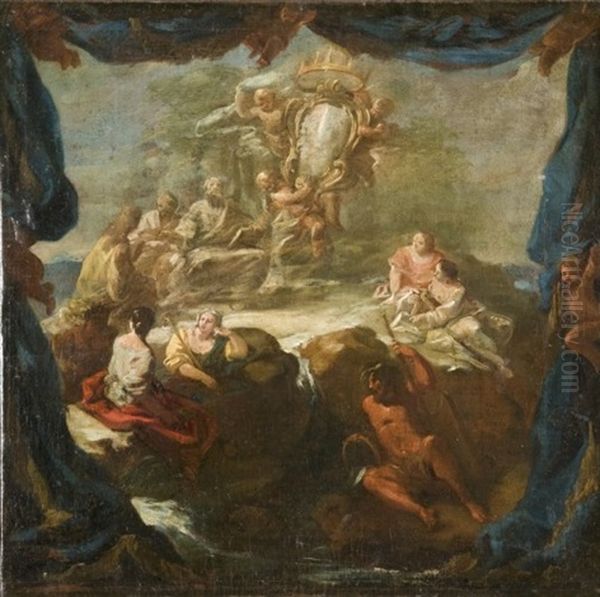 Allegorie De La Royaute; Projet De Decor Oil Painting by Lorenzo Pasinelli