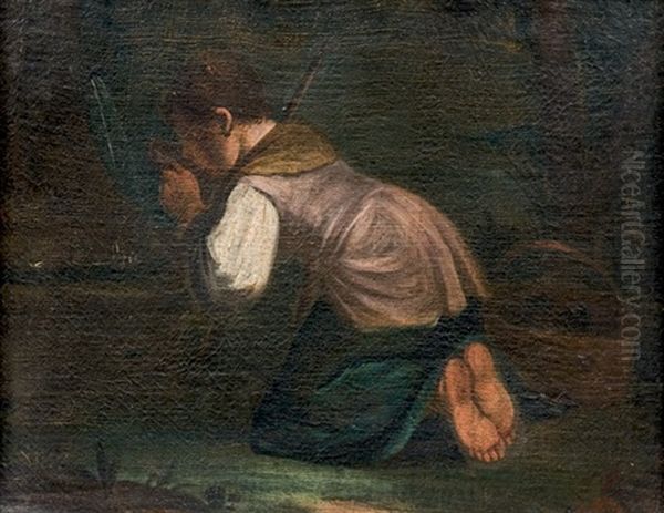 Jeune Garcon Buvant A La Fontaine by Lorenzo Pasinelli