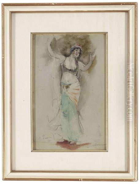 Danseuse Orientale (study For The Dance Of The Veils) Oil Painting by Alberto Pasini