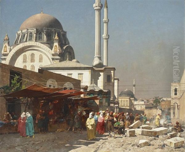 The Mosque Of Mahmoudie Oil Painting by Alberto Pasini