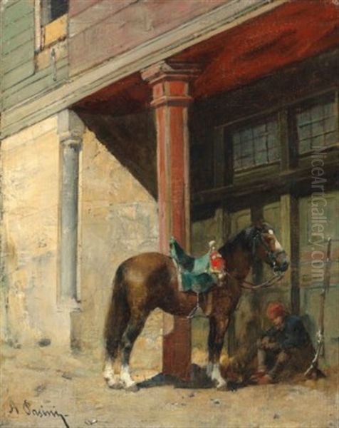 A Resting Guard With His Horse Oil Painting by Alberto Pasini