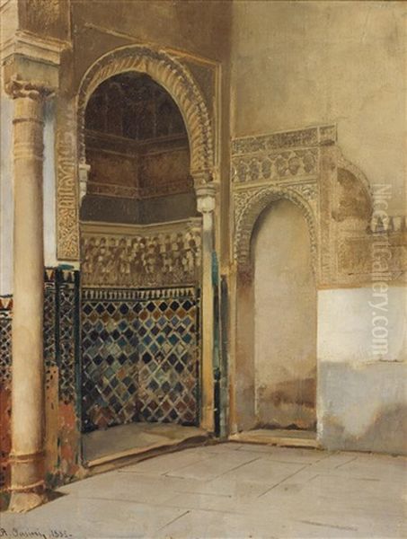 Interieur De Lalhambra Oil Painting by Alberto Pasini