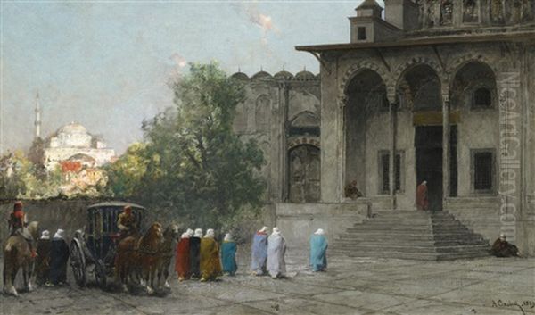 Before The Mosque Oil Painting by Alberto Pasini